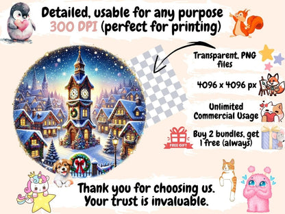 Christmas Villages (P3) Clipart Christmas Scene PNG - Wonders Artist