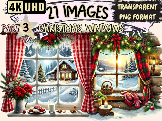 Christmas Windows (P3) Clipart - High - Quality Instant Digital Download for Creative Projects