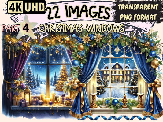 Christmas Windows (P4) Clipart - High - Quality Instant Digital Download for Creative Projects