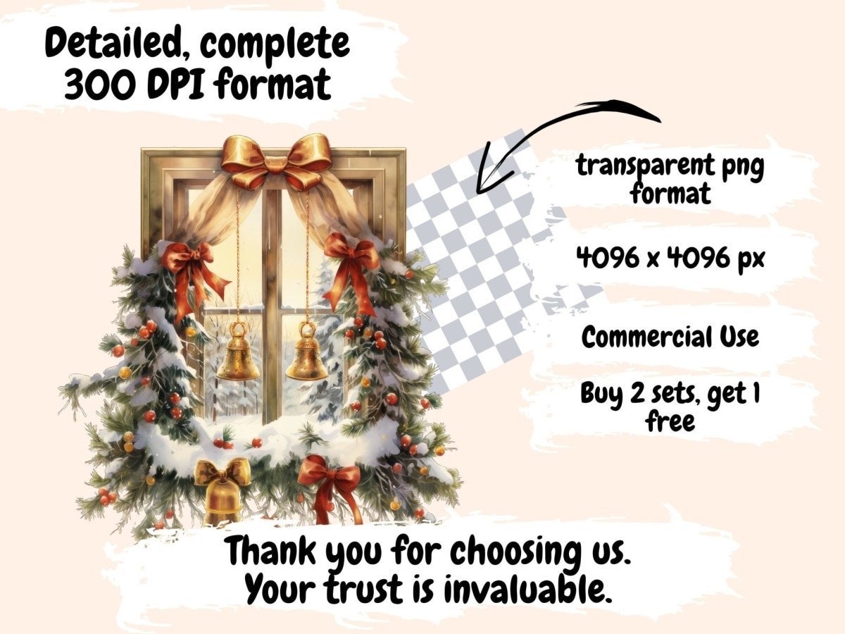 Christmas Windows Watercolor Clipart christmas clipart - Wonders Artist