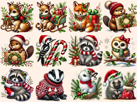 Vánoční lesní zvířata (P2) Clipart