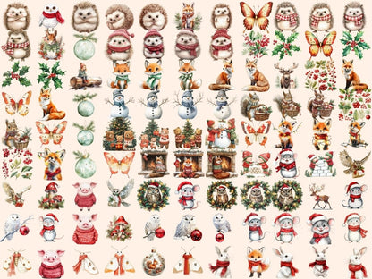 Christmas Woodland Watercolor Clipart christmas animal png - Wonders Artist