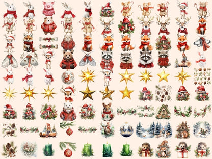 Christmas Woodland Watercolor Clipart christmas animal png - Wonders Artist