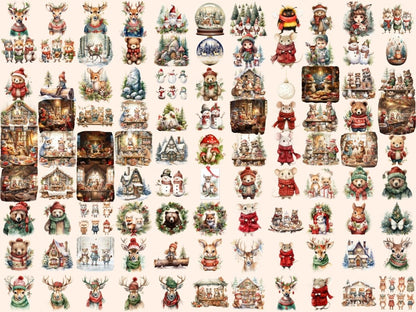 Christmas Woodland Watercolor Clipart christmas animal png - Wonders Artist