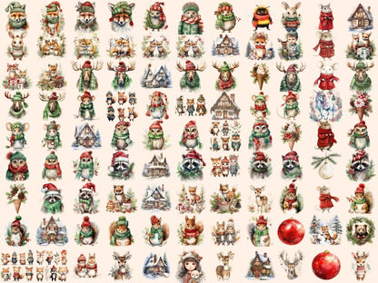 Christmas Woodland Watercolor Clipart christmas animal png - Wonders Artist