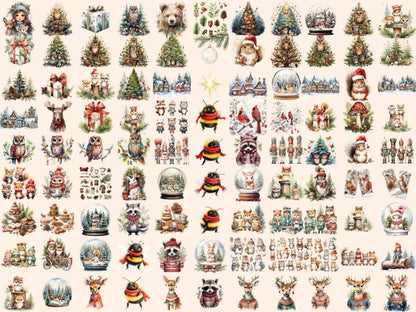 Christmas Woodland Watercolor Clipart christmas animal png - Wonders Artist