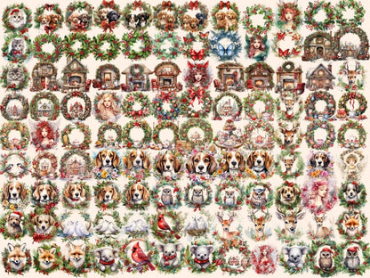 Christmas Wreaths Watercolor Clipart christmas clipart - Wonders Artist