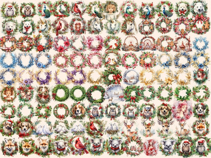 Christmas Wreaths Watercolor Clipart christmas clipart - Wonders Artist