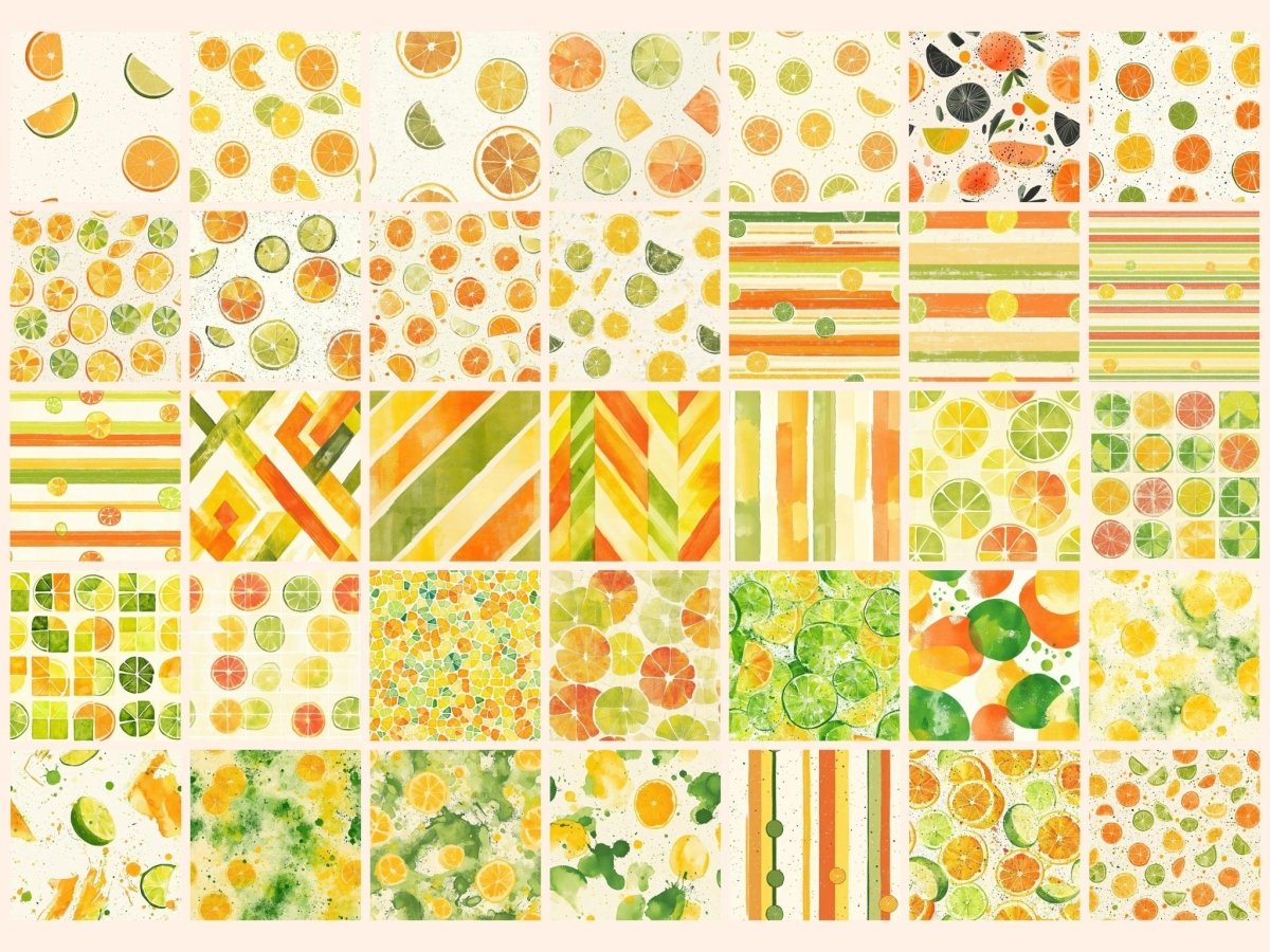 Citrus Groove Seamless Pattern Digital Papers citrus digital citrus print citrus seamless - WondersArtist