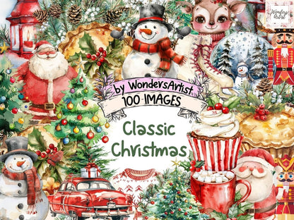 Classic Christmas Watercolor Clipart Christmas Elegance - Wonders Artist