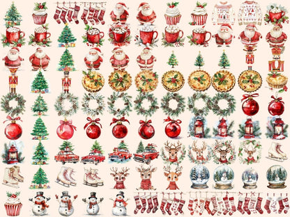 Classic Christmas Watercolor Clipart Christmas Elegance - Wonders Artist