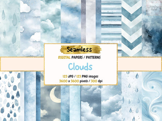 Clouds Seamless Digital Paper - High - Quality Instant Digital Download for Creative Projects