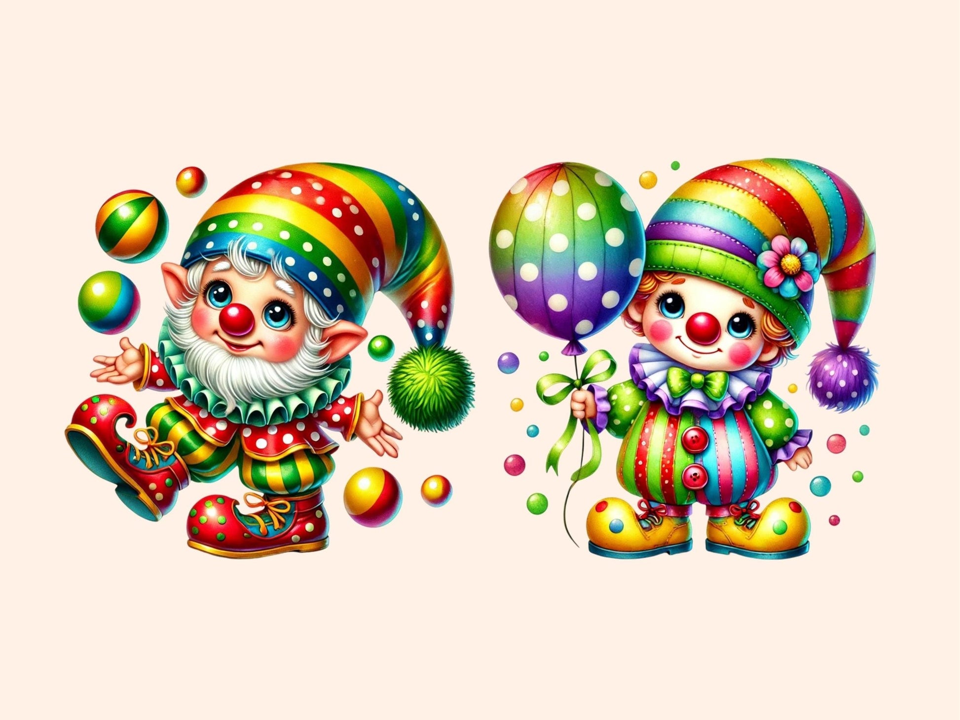 Clowns (P2) Clipart - High - Quality Instant Digital Download for Creative Projects