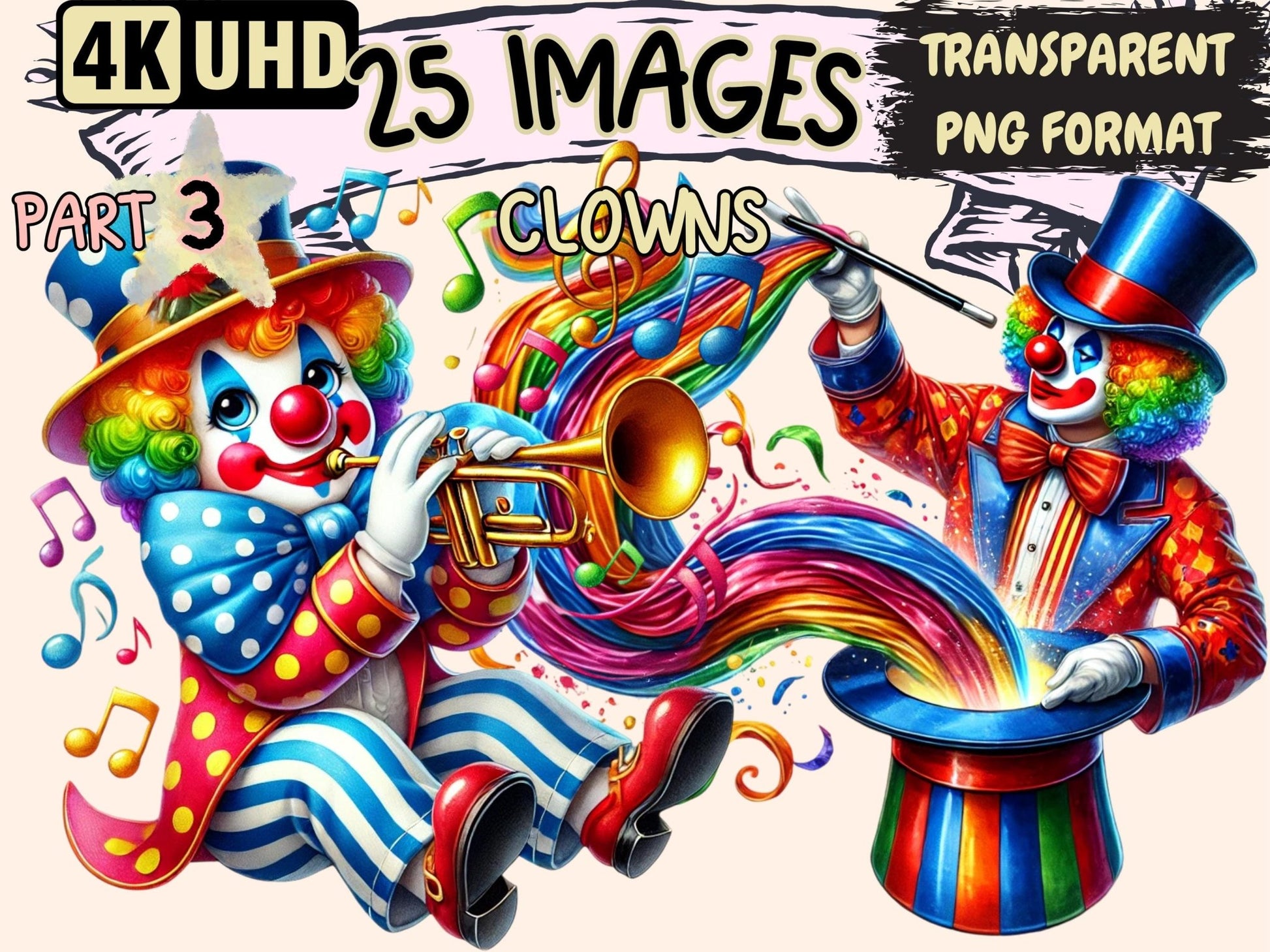 Clowns (P3) Clipart - High - Quality Instant Digital Download for Creative Projects