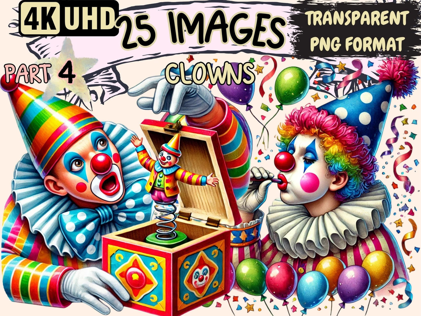 Clowns (P4) Clipart - High - Quality Instant Digital Download for Creative Projects