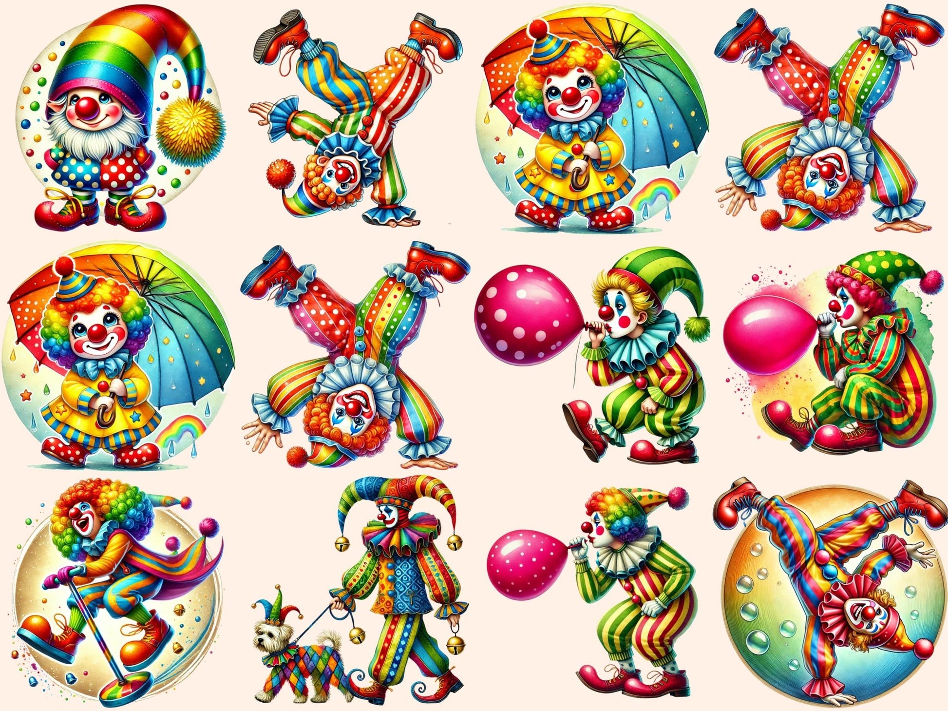 Clowns (P5) Clipart - High - Quality Instant Digital Download for Creative Projects