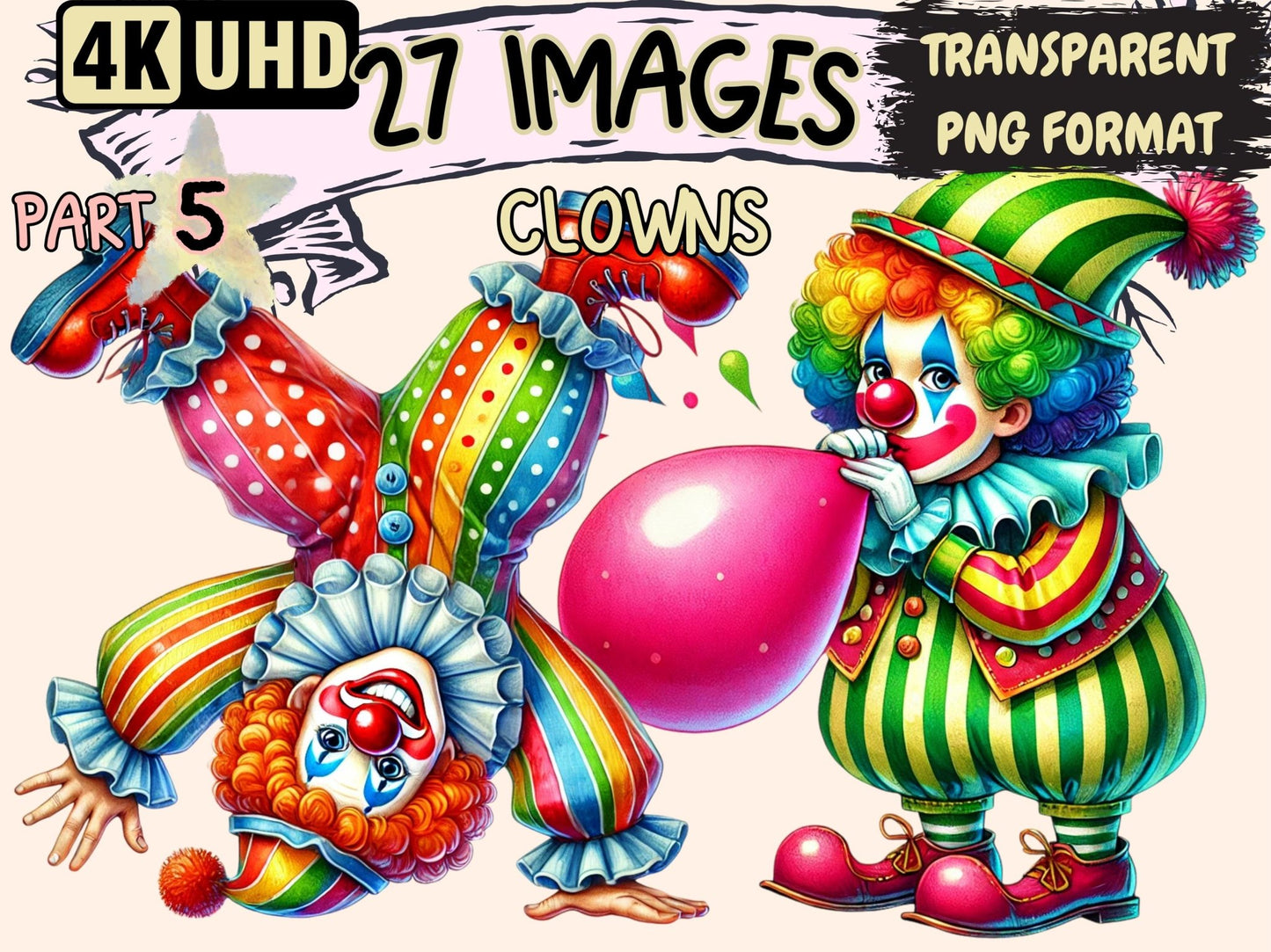 Clowns (P5) Clipart - High - Quality Instant Digital Download for Creative Projects