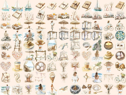 Coastal Breeze Watercolor Clipart dark clipart dark floral clipart fantasy clipart - WondersArtist