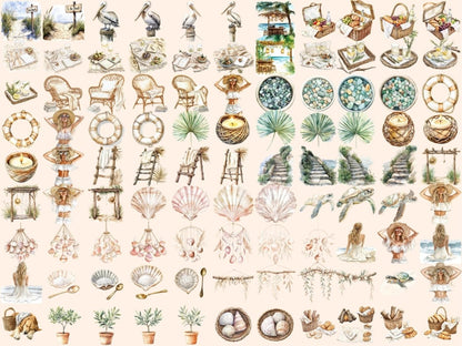 Coastal Breeze Watercolor Clipart dark clipart dark floral clipart fantasy clipart - WondersArtist