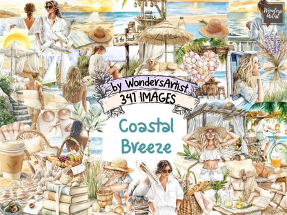 Coastal Breeze Watercolor Clipart dark clipart dark floral clipart fantasy clipart - WondersArtist