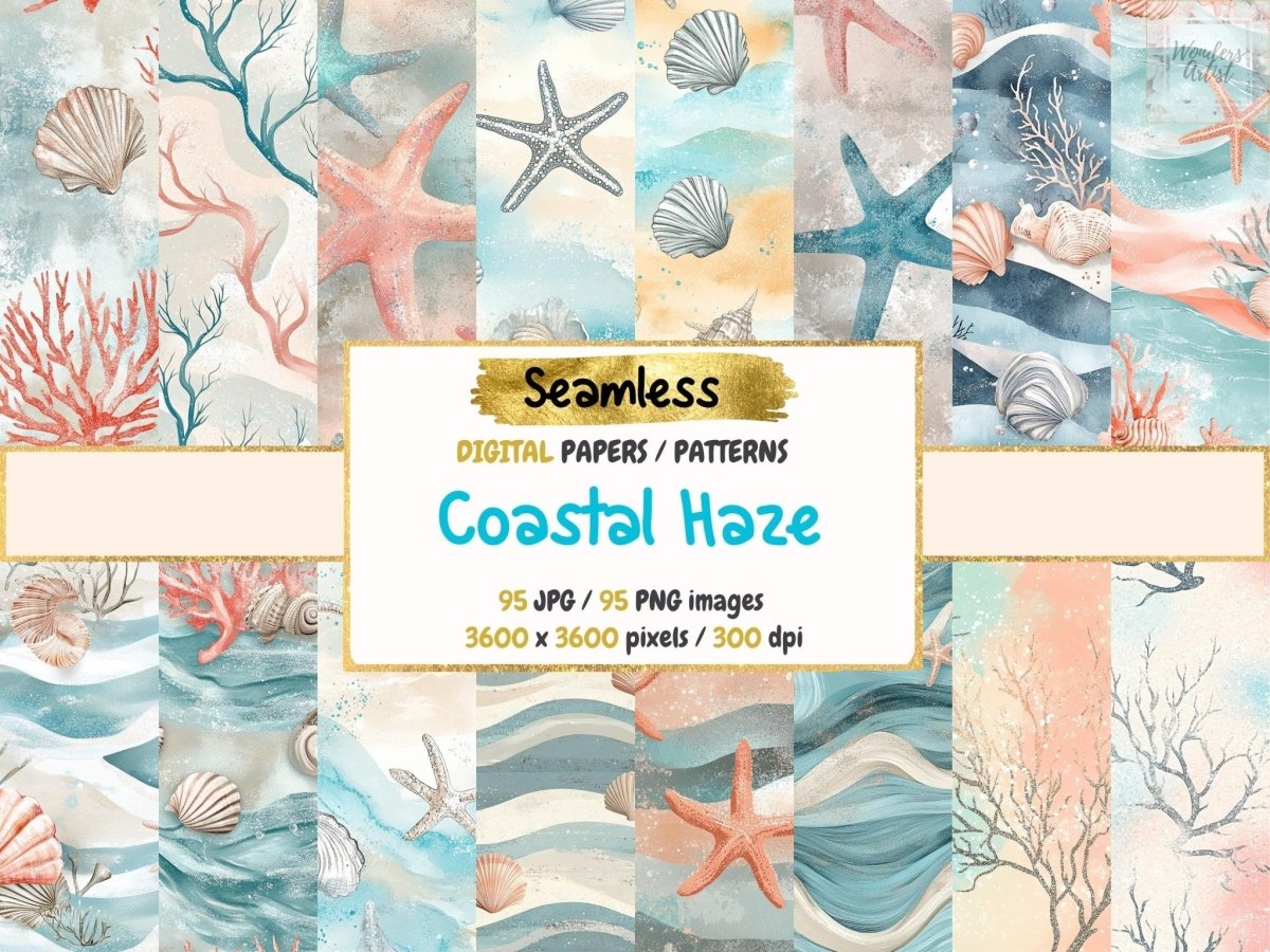 Coastal Haze Seamless Digital Paper Beach Haze Paper - Wonders Artist