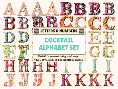 Cocktail Alphabet & Numbers