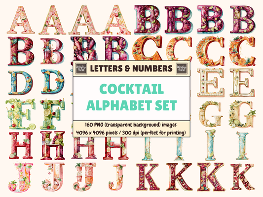 Cocktail Alphabet & Numbers
