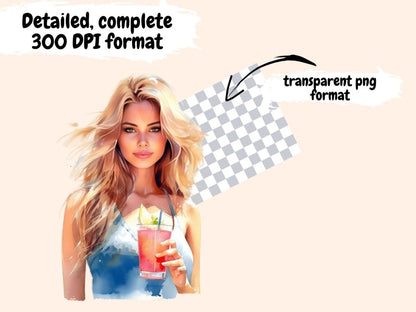 Cocktails Watercolor Clipart beach clipart - Wonders Artist