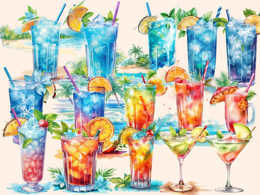 Cocktails Watercolor Clipart