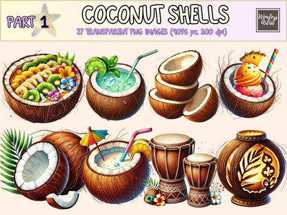 Coconut Shells Clipart beach clipart beach coconut png coconut clipart - WondersArtist