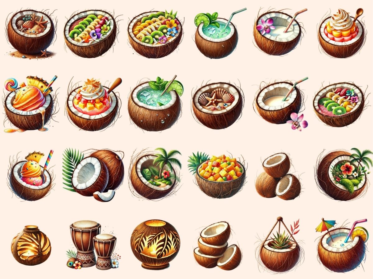 Coconut Shells Clipart beach clipart beach coconut png coconut clipart - WondersArtist