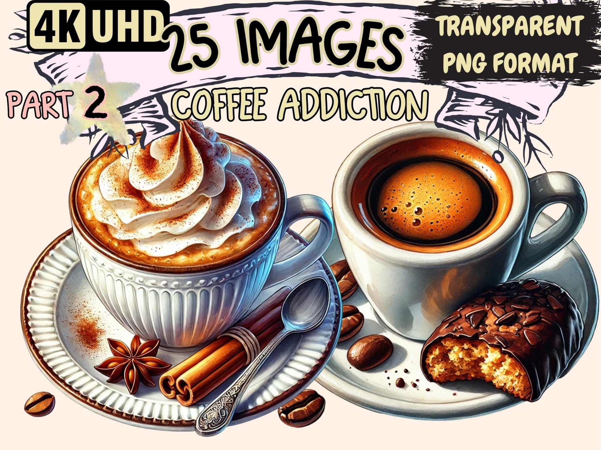 Coffee Addiction (P2) Clipart - High - Quality Instant Digital Download for Creative Projects