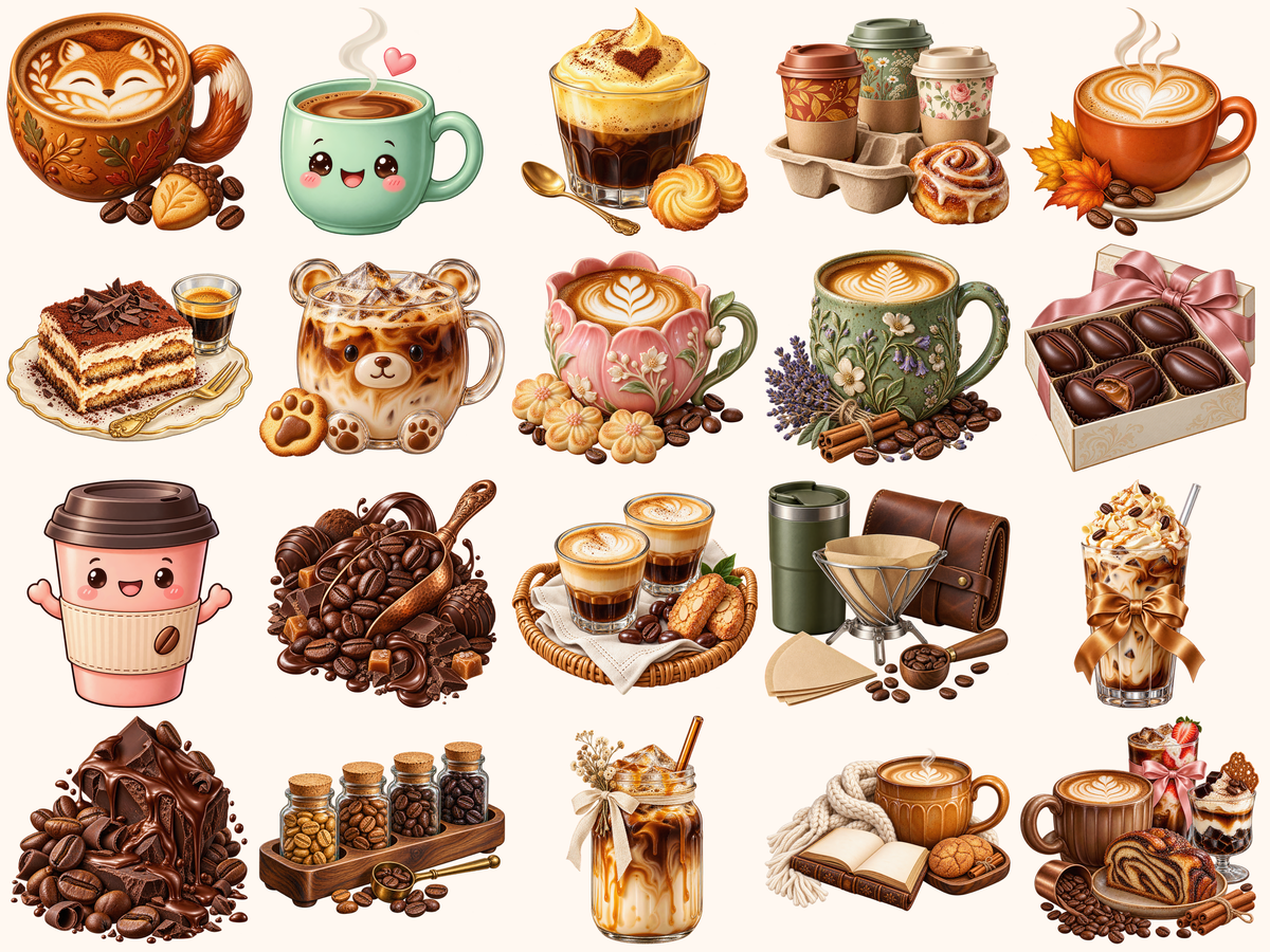 Coffee Clipart — preview grid 1