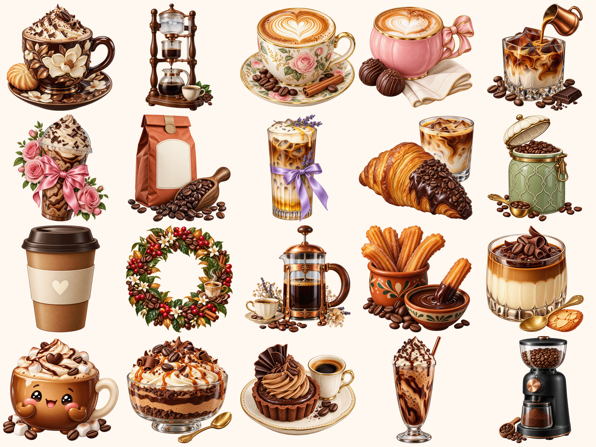 Coffee Clipart — preview grid 2