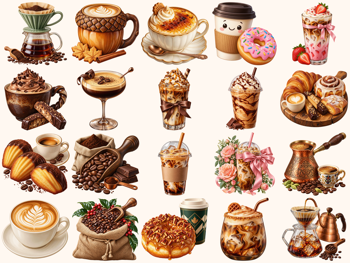 Coffee Clipart — preview grid 4