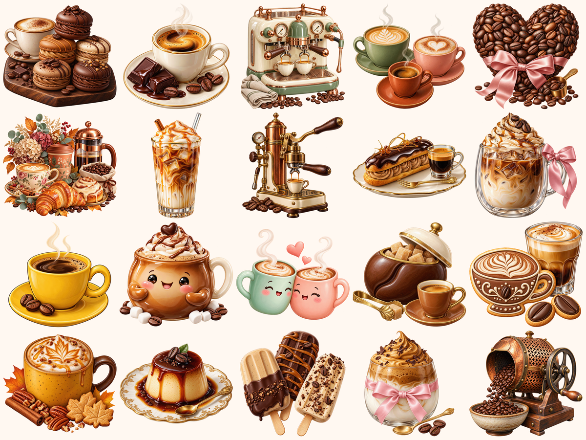 Coffee Clipart — preview grid 6