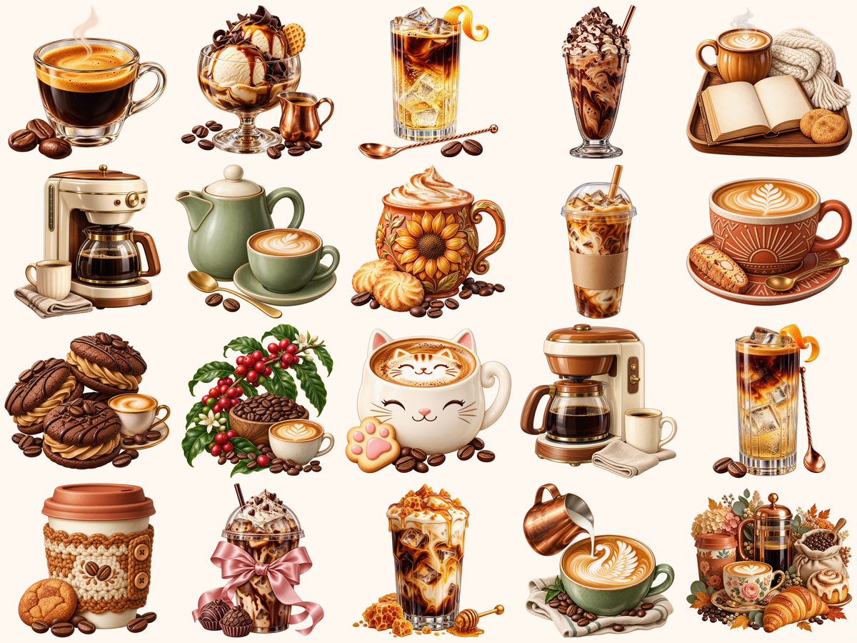 Coffee Clipart — preview grid 8