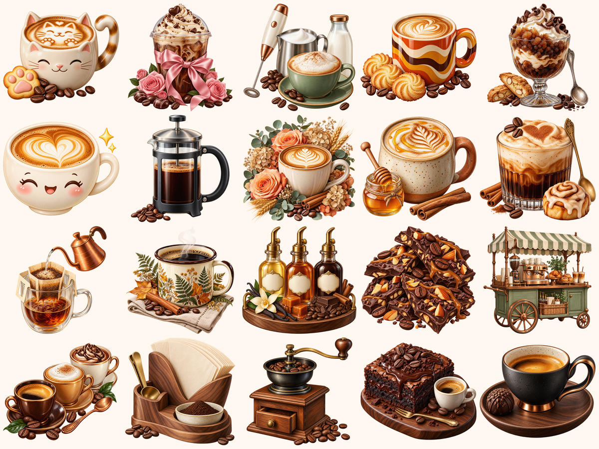 Coffee Clipart — preview grid 10