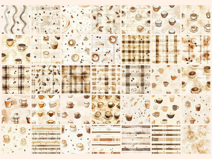 Coffee & Cream Seamless Pattern Digital Papers cafe digital coffee cream png coffee seamless - WondersArtist