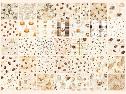 Coffee & Cream Seamless Pattern Digital Papers cafe digital coffee cream png coffee seamless - WondersArtist