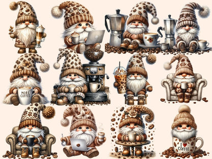 Coffee Gnomes Clipart - High - Quality Instant Digital Download for Creative Projects