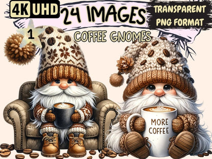 Coffee Gnomes Clipart - High - Quality Instant Digital Download for Creative Projects