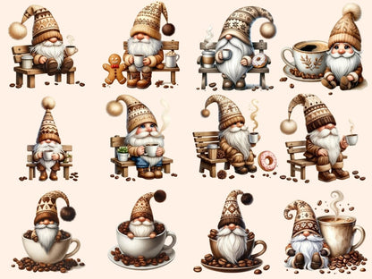 Coffee Gnomes (P4) Clipart Coffee clip art - Wonders Artist