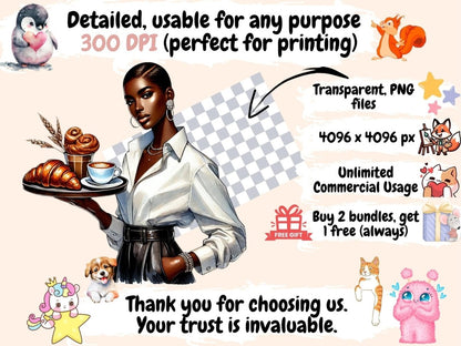 Coffee Shop Girls Clipart Barista Illustration - Wonders Artist