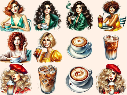 Coffee Shop Girls (P2) Clipart Barista Illustration - Wonders Artist