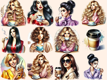 Coffee Shop Girls (P3) Clipart Barista Illustration - Wonders Artist