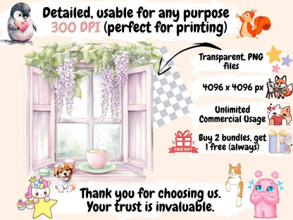 Coffee Windows Watercolor Clipart Cafe Window Art - Wonders Artist