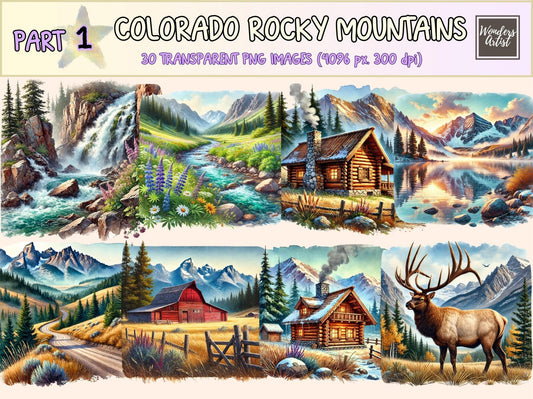 Colorado Rocky Mountains Clipart - High - Quality Instant Digital Download for Creative Projects