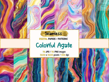 Colorful Agate Seamless Digital Paper Agate Digital Paper - Wonders Artist