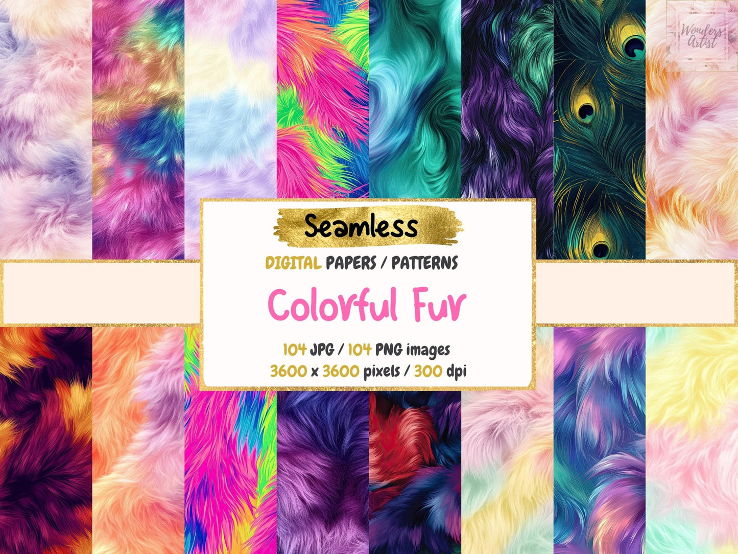 Colorful Fur Seamless Digital Paper - High - Quality Instant Digital Download for Creative Projects